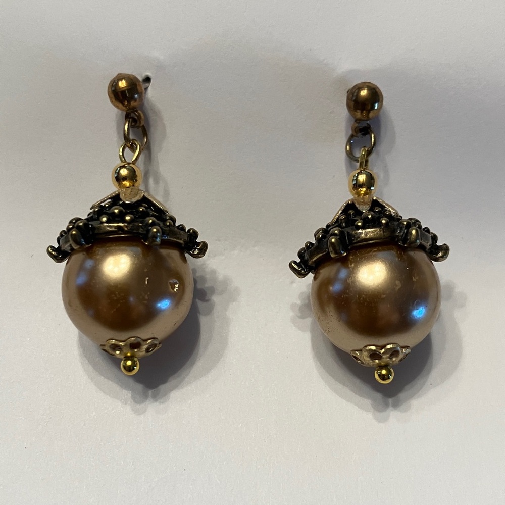 Elegant Gold and Bronze Drop Earrings